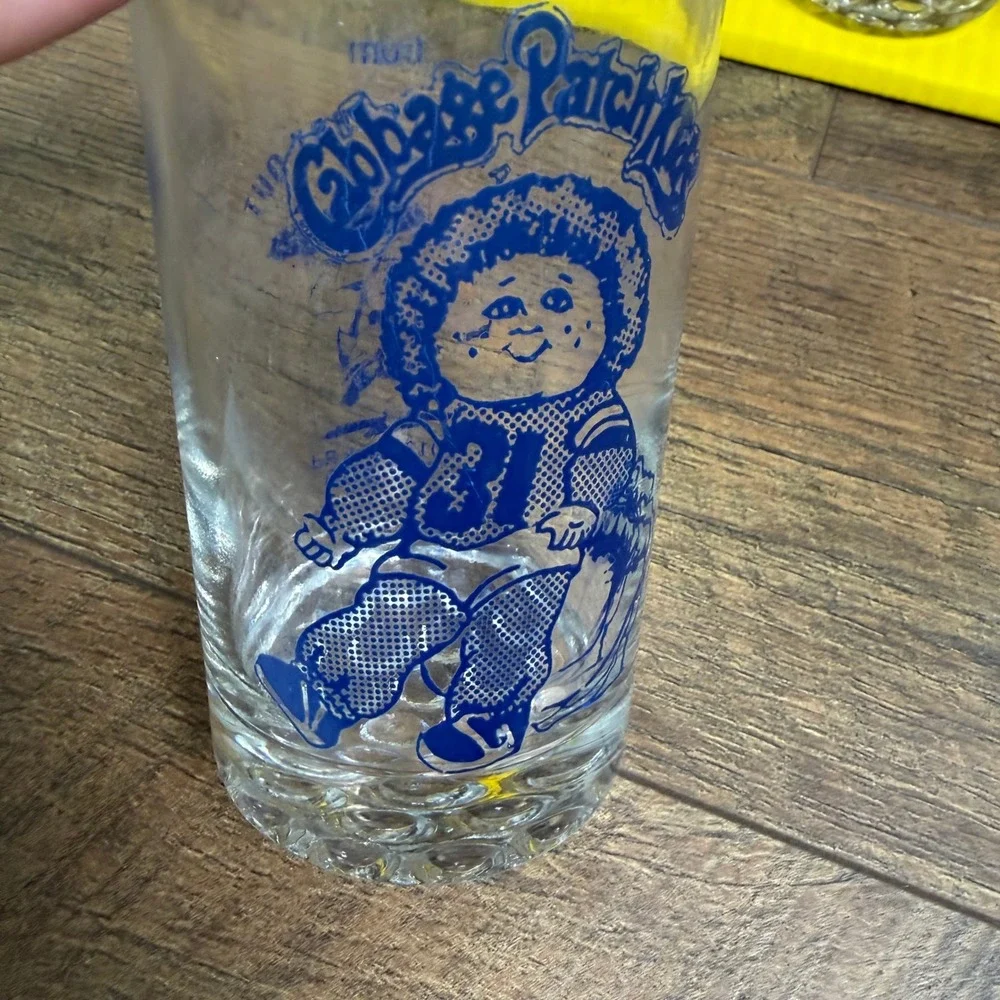 Vintage Cabbage Patch Kids Maria's Carry‎ Out Glasses Set of 3 Bubble Base